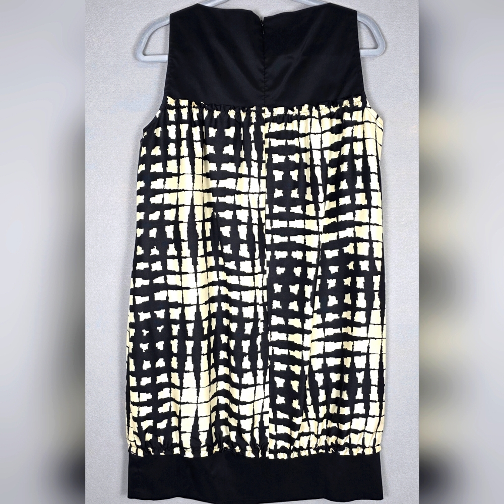 Suzi Chin For Maggy Boutique Dress 100% Silk Cream Black Size 12 - Picture 4 of 7